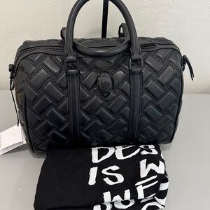 NWT Kurt Geiger Black Quilted Leather Duffel Bag
